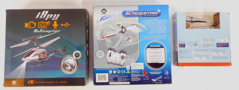Three model helicopters, comprising Fly Tech Blade Star remote control copter, I Spy three channel r - Image 2 of 2