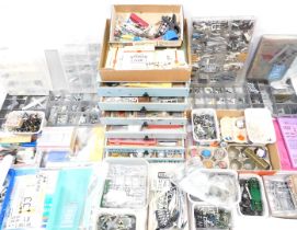 Model makers spares, including decals, bombs and missiles, divider boxes, etc. (2 boxes)