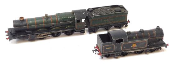 Hornby OO three rail locomotives, including Bristol castle 4-6-0, 7013 in BR lined green and 0-6-2 t