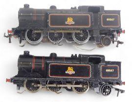 Hornby Dublo three rail class N2 locomotives, 69567, in BR lined black, unboxed. (2)