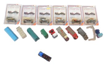 Diecast vehicles, comprising five classic car packs, diecast playworn wagon, truck, etc. (1 box)