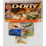 Three Airfix model kits, comprising 1-72 scale D Day A90300, air field control tower HO/OO gauge, an