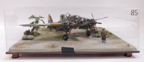 A diorama of a Kawasaki KI-45 Japanese twin engine fighter, Allied Code Name Nick, in Perspex case.