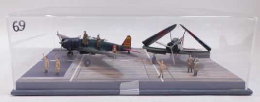 A diorama of a Japanese carrier deck scene, for Pearl Harbour, December 1941, 1:48 scale, featuring