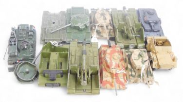 Dinky Toys Solido and other diecast military vehicles, to include Dinky Toys AMX 30D Recovery Tank,
