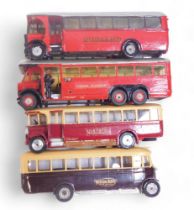 Ambrico and other white metal handpainted buses, including Dennis 25, Leyland Lion, London Transport