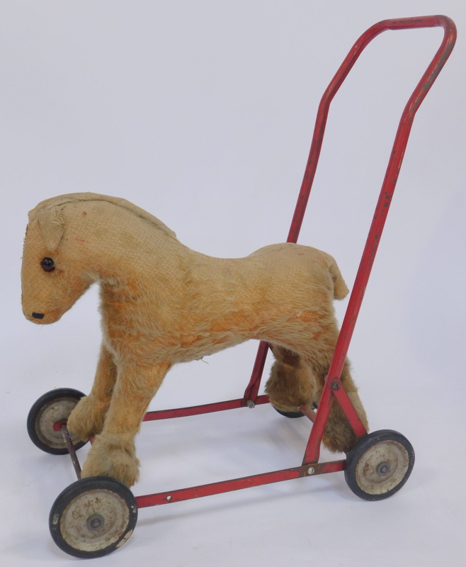 A Merrythought 'Tramp' plush jointed dog, a 1950's Chilton push-along-horse, and a Harold Teddy Bear - Image 3 of 6