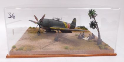 A diorama of Japanese Kawanishi N1K2-Ja Shiden Kai fighter, Allied Code Name George, 1:32 scale, in