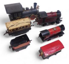 Hornby Trains O gauge tin plate clockwork locomotives and rolling stock, to include LMS locomotive 2