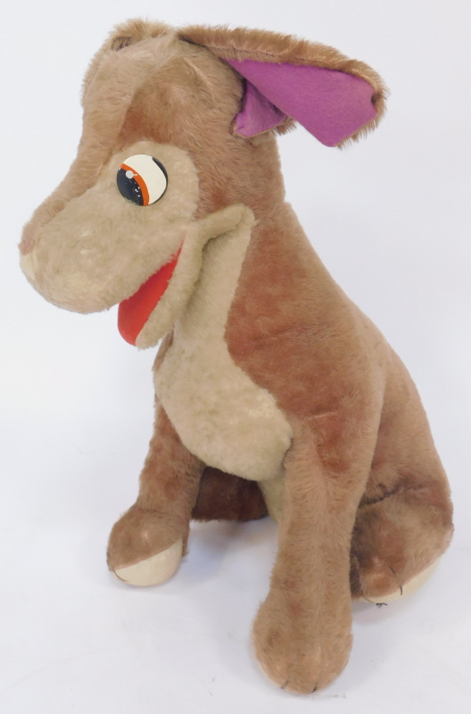 A Merrythought 'Tramp' plush jointed dog, a 1950's Chilton push-along-horse, and a Harold Teddy Bear - Image 4 of 6