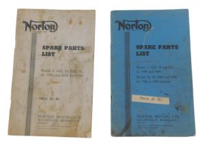 Two Norton Spare Parts lists, 1946-1949 and 1950. (2)