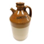 An early 20thC Domestos two tone stoneware flagon with screw stopper, 34cm high.