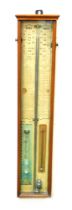 A late Victorian mahogany cased Admiral Fitzroy's barometer with thermometer and atmosphere measure,