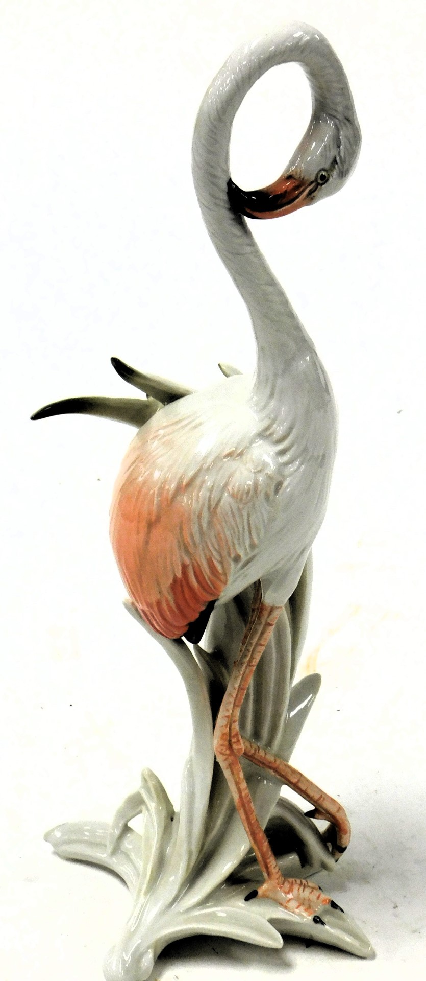 A Karl Ens porcelain figure of a flamingo, printed mark, 33cm high. - Image 2 of 3