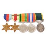 A WWII group of medals, comprising Territorial Efficiency medal, named to GNR A E Webb R.A, 1450220,