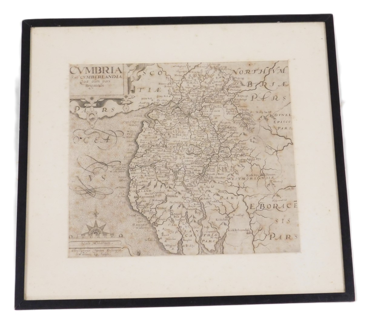 After Willem Kip (17thC). Cumbria map, black and white engraving 28cm x 32cm. - Image 2 of 3