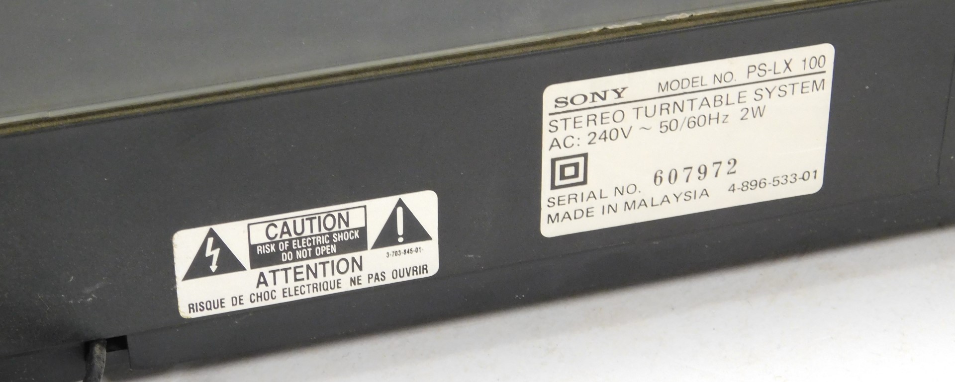 A Sony stereo Servo controlled turntable. (AF) - Image 2 of 2