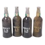 Four bottles of Noval LB port, for Rutherford, Osborne and Perkin Ltd, serial numbers AO346748, 3456