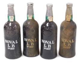 Four bottles of Noval LB port, for Rutherford, Osborne and Perkin Ltd, serial numbers AO346748, 3456