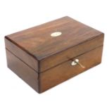 A Victorian rosewood toilet and jewellery box, the lid with mother of pearl escutcheon named for Ann