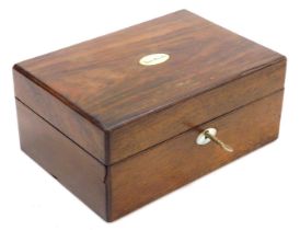 A Victorian rosewood toilet and jewellery box, the lid with mother of pearl escutcheon named for Ann