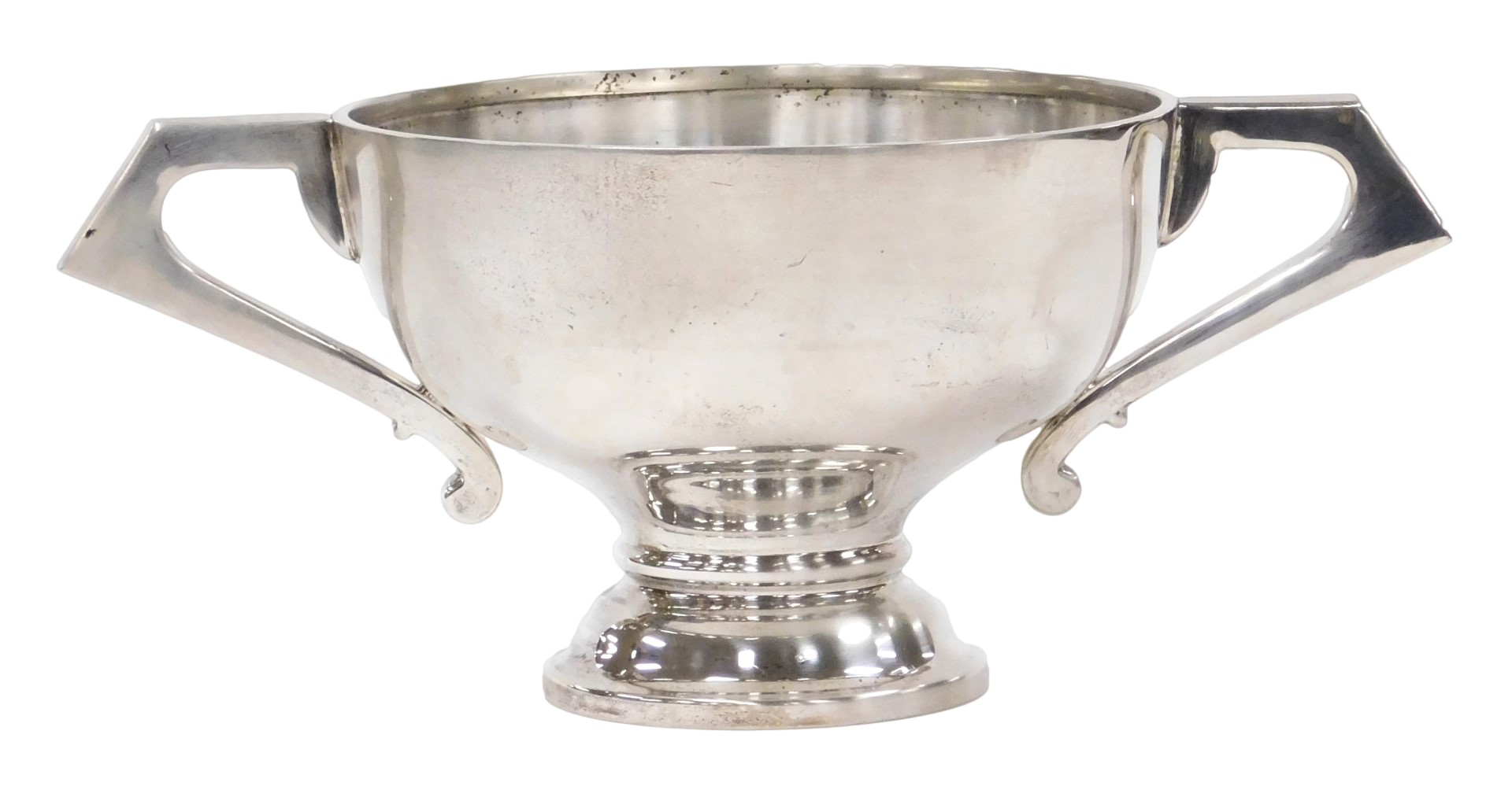 A George V silver twin handled trophy, with angular handles, Barker Brothers Silver Ltd, Birmingham