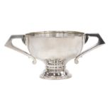 A George V silver twin handled trophy, with angular handles, Barker Brothers Silver Ltd, Birmingham