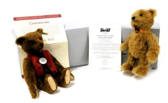 A Steiff Teddy Bu 1925, with certificate and Oakley the Autumn Swarovski bear, exclusive to Danbury