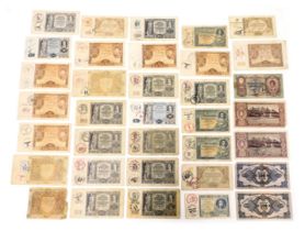 A group of WWII Axis banknotes, for Magyar Nemzeti bank, Budapest, Bankpolski and other Polish banks