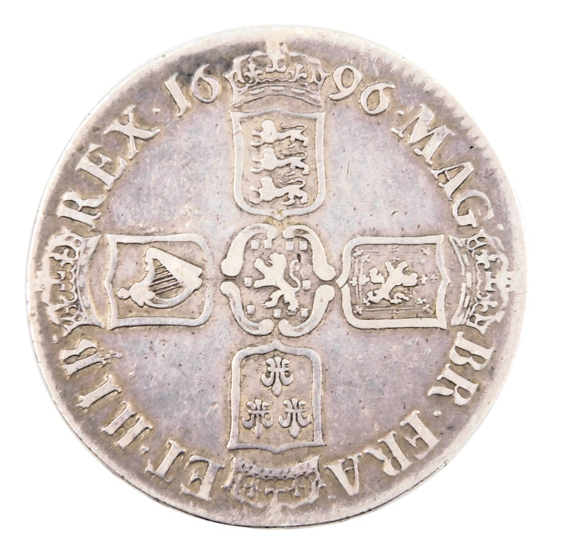 A William III silver crown 1696.