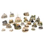 A group of Lilliput Lane and other sculptures, including Periwinkle Cottage, Old Mother Hubbard's, C