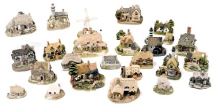 A group of Lilliput Lane and other sculptures, including Periwinkle Cottage, Old Mother Hubbard's, C