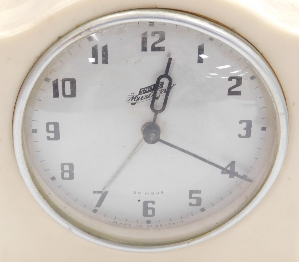 An early 20thC Enfield brown bakelite cased mantel clock, circular silver dial bearing Arabic numera - Image 2 of 5