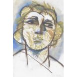 20thC School. Head and shoulder study of a lady, pastel, signed indistinctly, 37cm x 25cm.