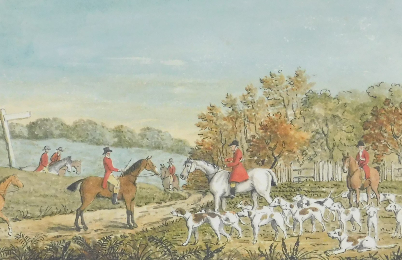 William W Atkinson (British, 19thC). Hunting scene with dogs, watercolour, signed, dated 1849, 18.5c