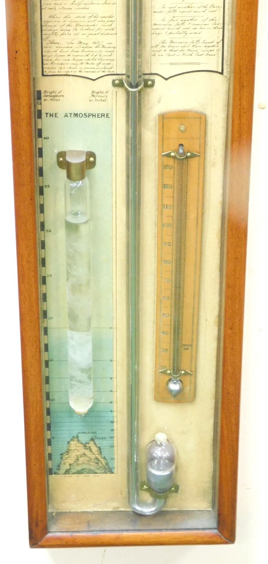 A late Victorian mahogany cased Admiral Fitzroy's barometer with thermometer and atmosphere measure, - Image 3 of 3