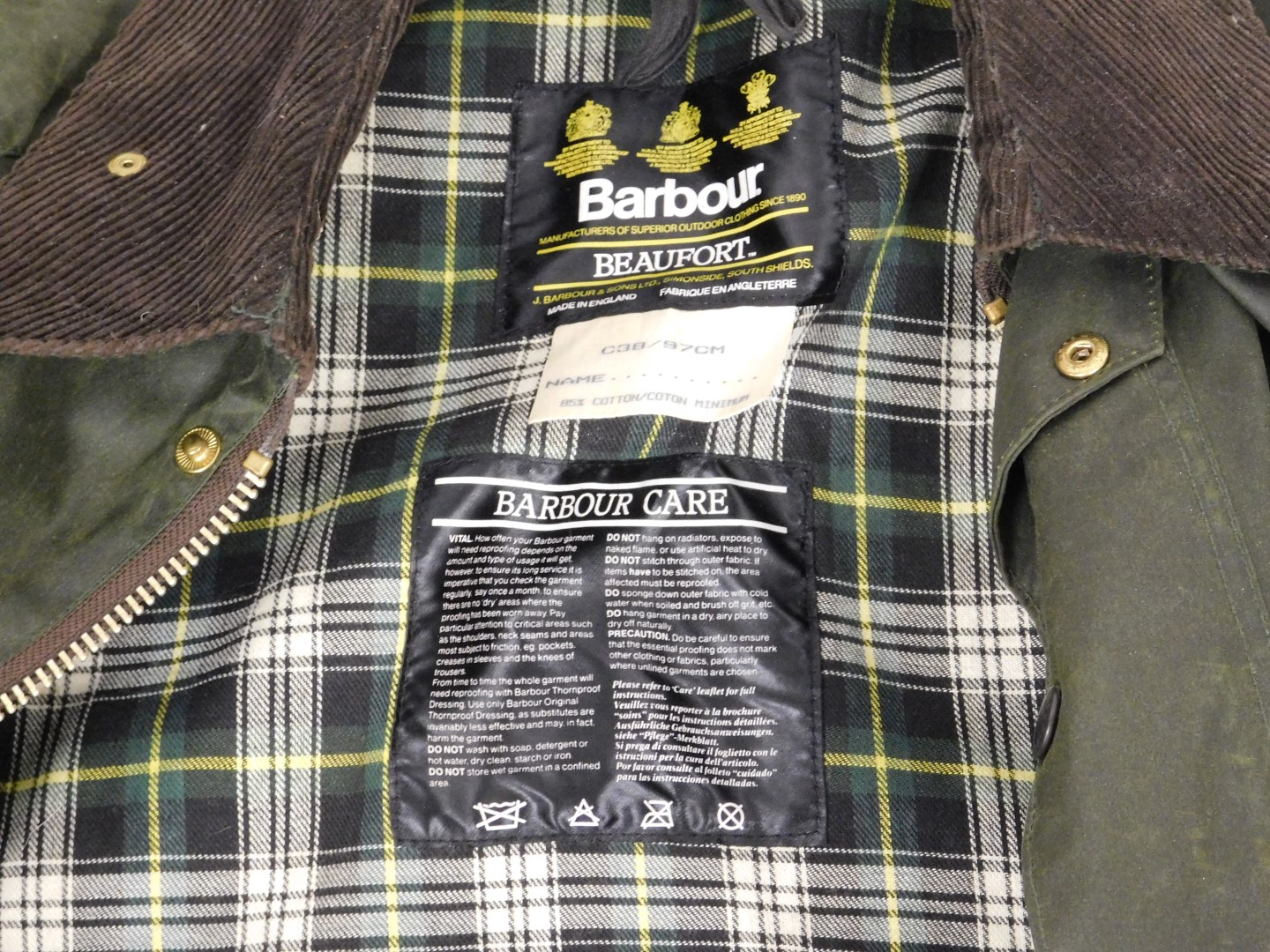 Two Barbour Beaufort jackets, size 38, Barbour hat, and a detachable coat hood, and Blue Ribband gre - Image 3 of 4