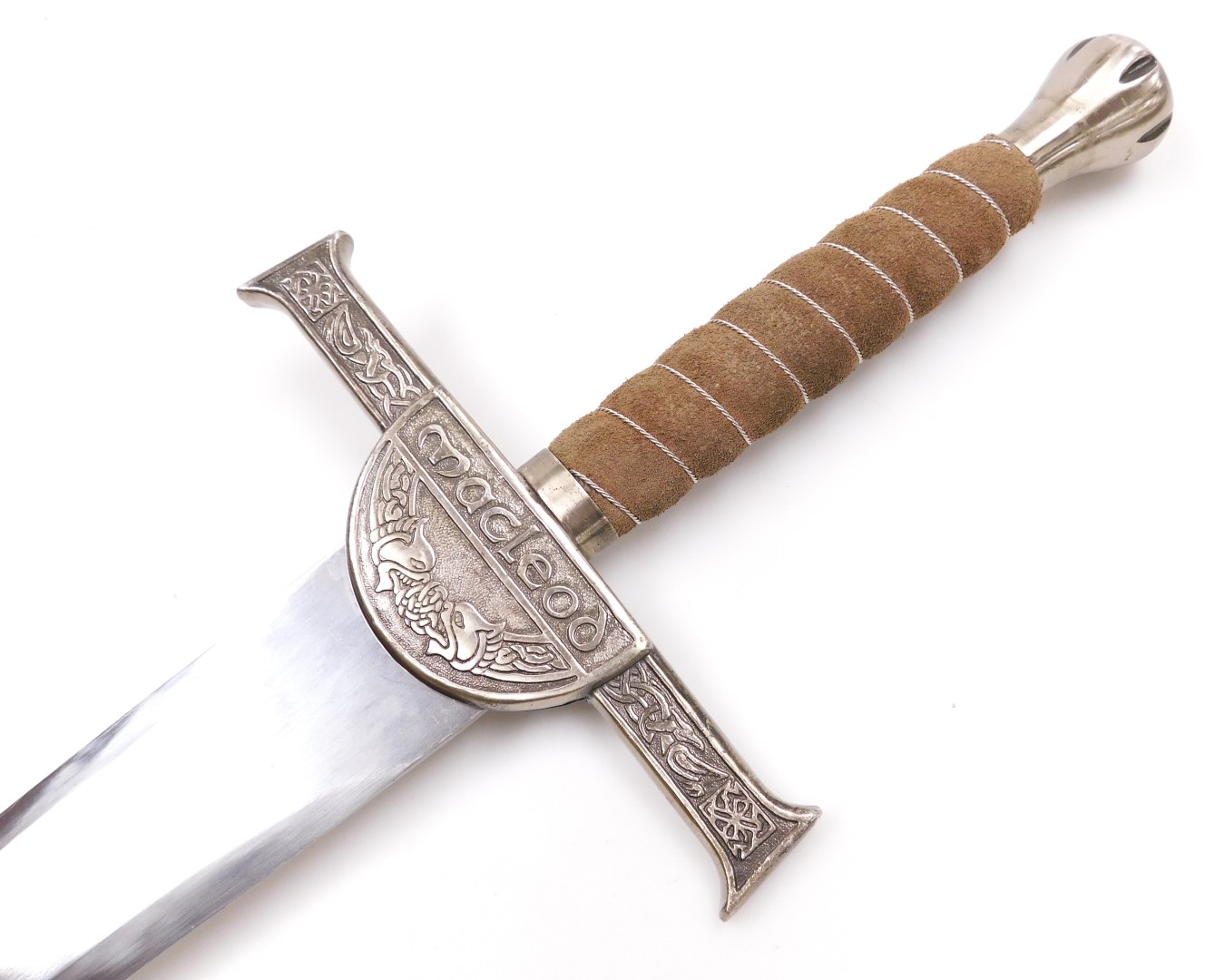 A replica Macleod clan sword, with leather scabbard, 102cm long. - Image 2 of 4