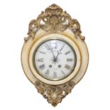 A late 19thC parcel giltwood and gesso wall clock, by James Ritchie and Son Leith Street Edinburgh,