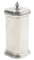 A George V silver pepperette, of pillar box form, Birmingham 1919, 3.39oz.