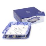 A Spode Pottery Italian pattern blue and white fruit strainer on stand, 200th anniversary edition, p