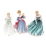 Three Royal Doulton porcelain figures, comprising Sarah HN3978, Amy, figure of the year, HN3316 and