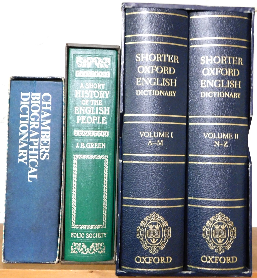 Books. The Shorter Oxford English Dictionary, two vols, together with Chambers Biographical Dictiona
