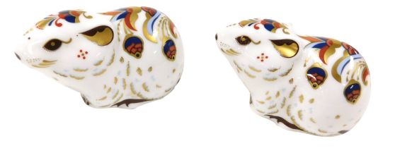 A pair of Royal Crown Derby Imari porcelain paperweights, modelled as the Bank Vole, exclusive for t