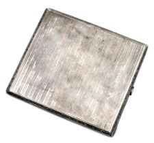 A silver cigarette case, with engine turned decoration, hallmarks worn, 4.42oz.