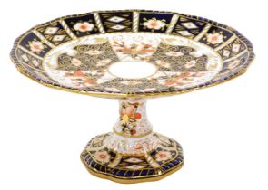 A Royal Crown Derby Imari porcelain comport, circa 1921, printed and painted marks, 24cm wide.