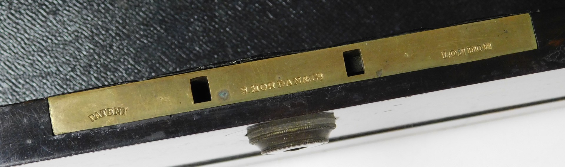 A Victorian coromandel and brass bound writing box, the lock plate stamped S Morden and Company, the - Image 4 of 5