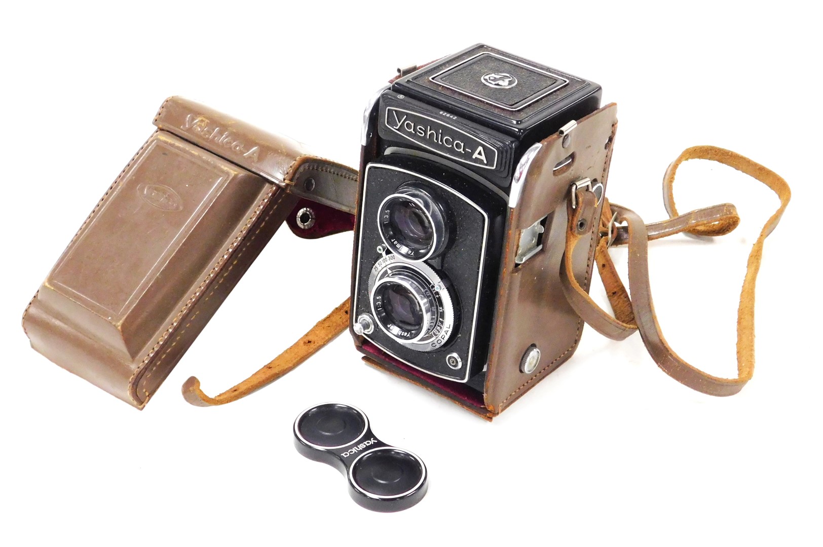 A Yashica-A TLR camera.