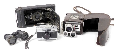 A Kodak Brownie 1.9. 8mm movie camera, Kodak number 2C Autographic camera, both cased, a Rollei B35