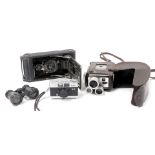 A Kodak Brownie 1.9. 8mm movie camera, Kodak number 2C Autographic camera, both cased, a Rollei B35